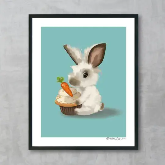 Bunny Carrot Cake Fine Art Print, Wholesale