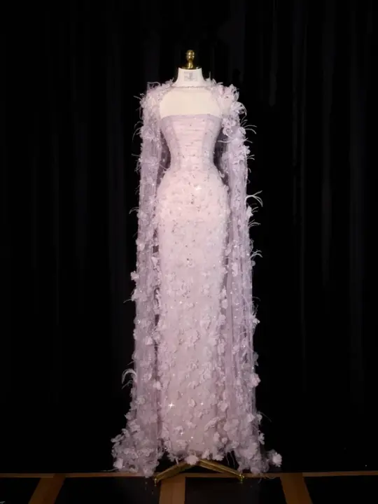 Light purple strapless fitted long ball gown, bridal dress R8908