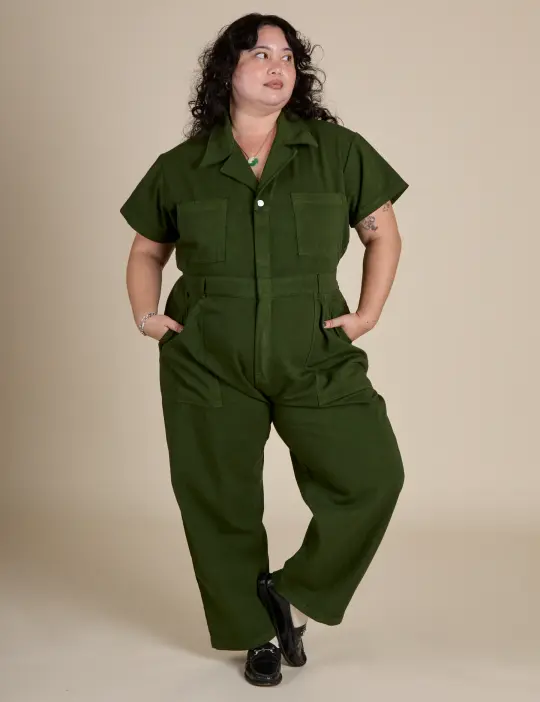 Petite Short Sleeve Jumpsuit - Evergreen