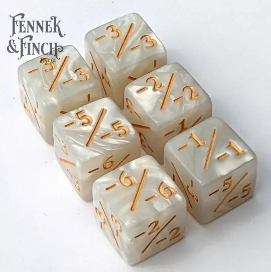 Pearly Gates D6 Negative Counter Dice Set – 6-Piece Pearly White Dice