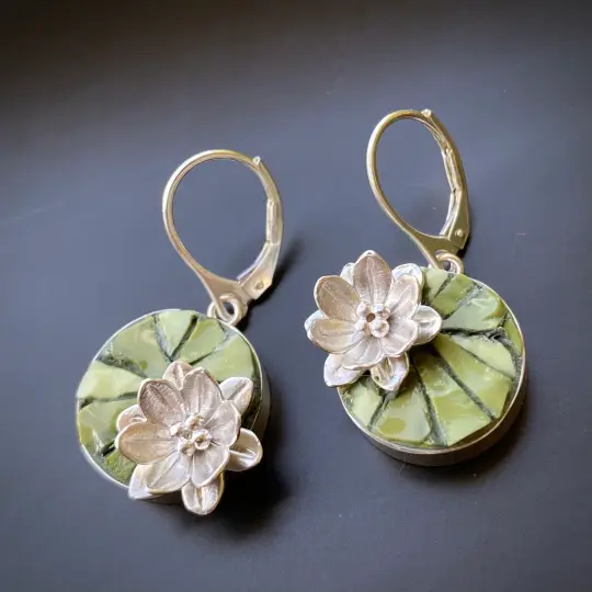 Lily Pad Earrings Green