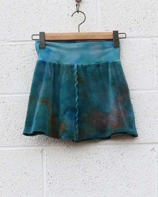 OOAK - Warrior Mini Skirt / XS / Velour / Ice Dye (478)