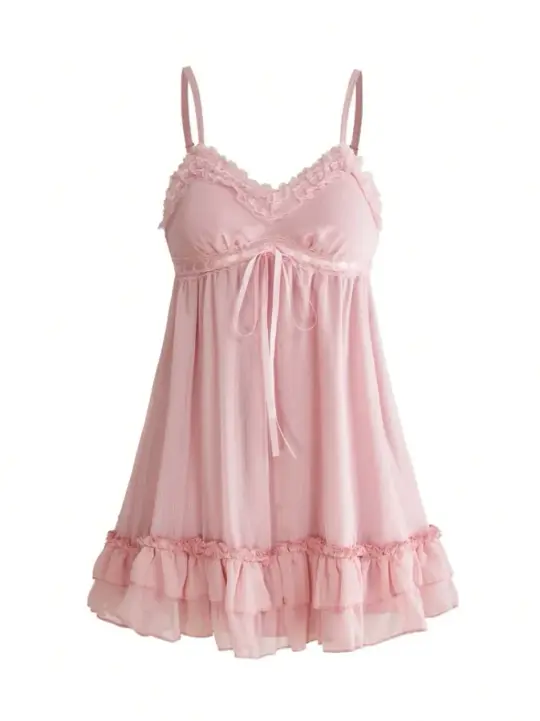 Charming Pink Homecoming Dress ,A-Line Spaghetti Straps Chiffon Summer Dress Cami Dress RS1152
