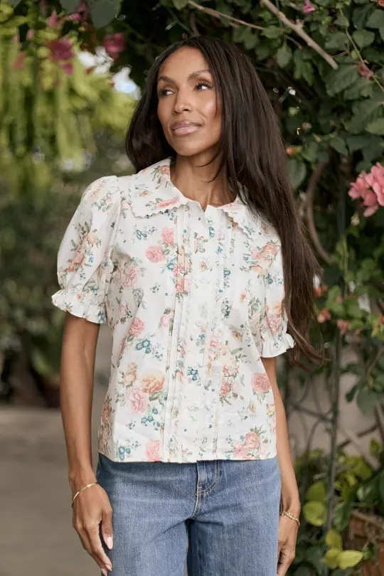 Sophia Blouse in Countryside Peony Blossom