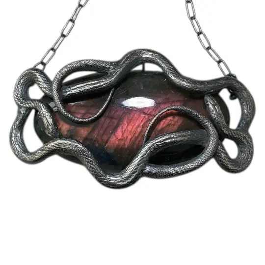 Classic Double Serpent pendant with rose labradorite