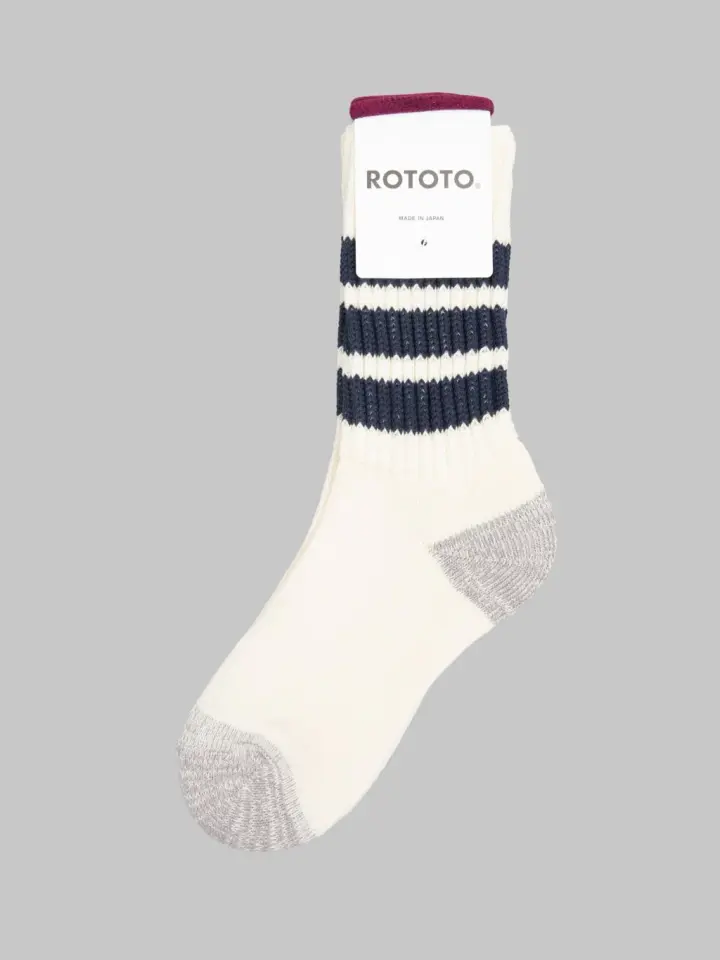 ROTOTO Coarse Ribbed Oldschool Crew Socks Navy
