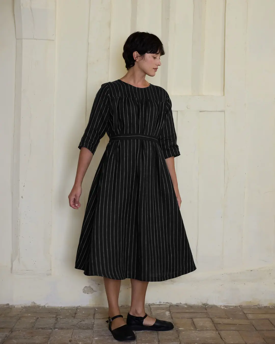 No.35 Maxi Length Linen Dress in Le Marais Stripe