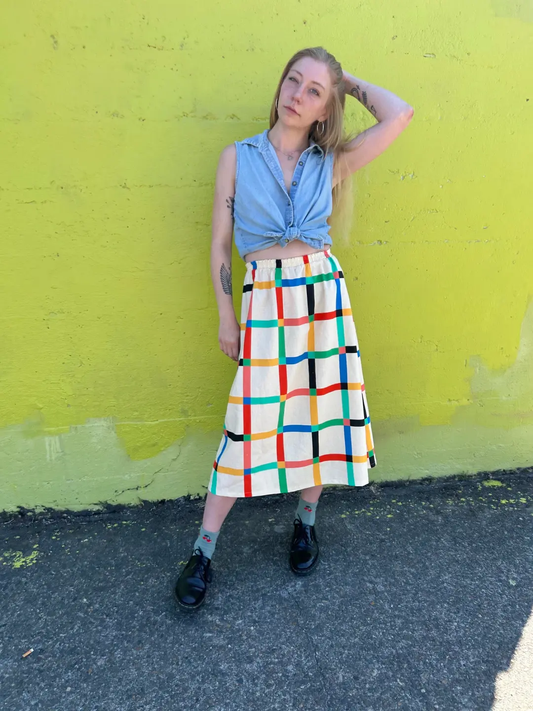Charlie Skirt - Windowpane Cream