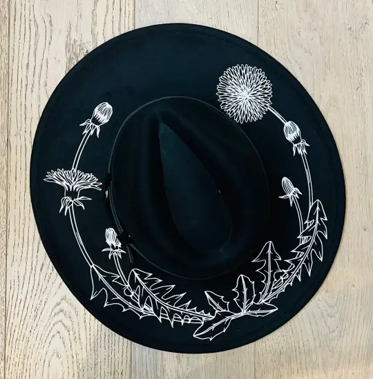 Large Dandelions Vegan Felt XL Brim Hat