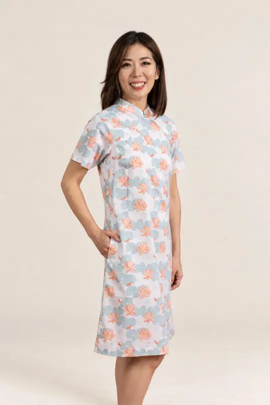 Ladies Wendy Cheongsam - Teal Lotus