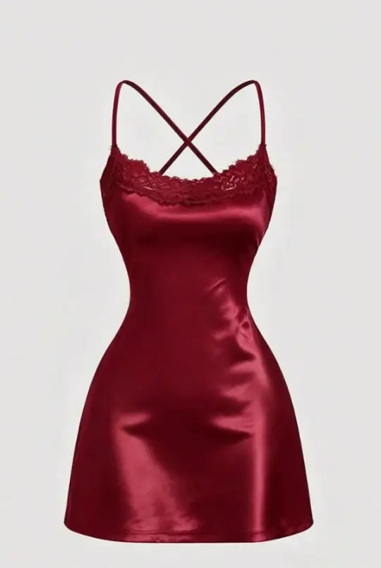 Silky Burgundy Women's Homecoming Dress Bodycon Short Prom Dress Cami Dress RS2244