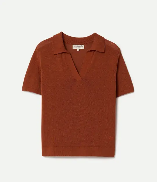 Cotton Women's Short Sleeve Polo Sweater, All Plant-Based