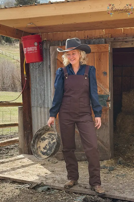 Brown Cotton Work Overalls