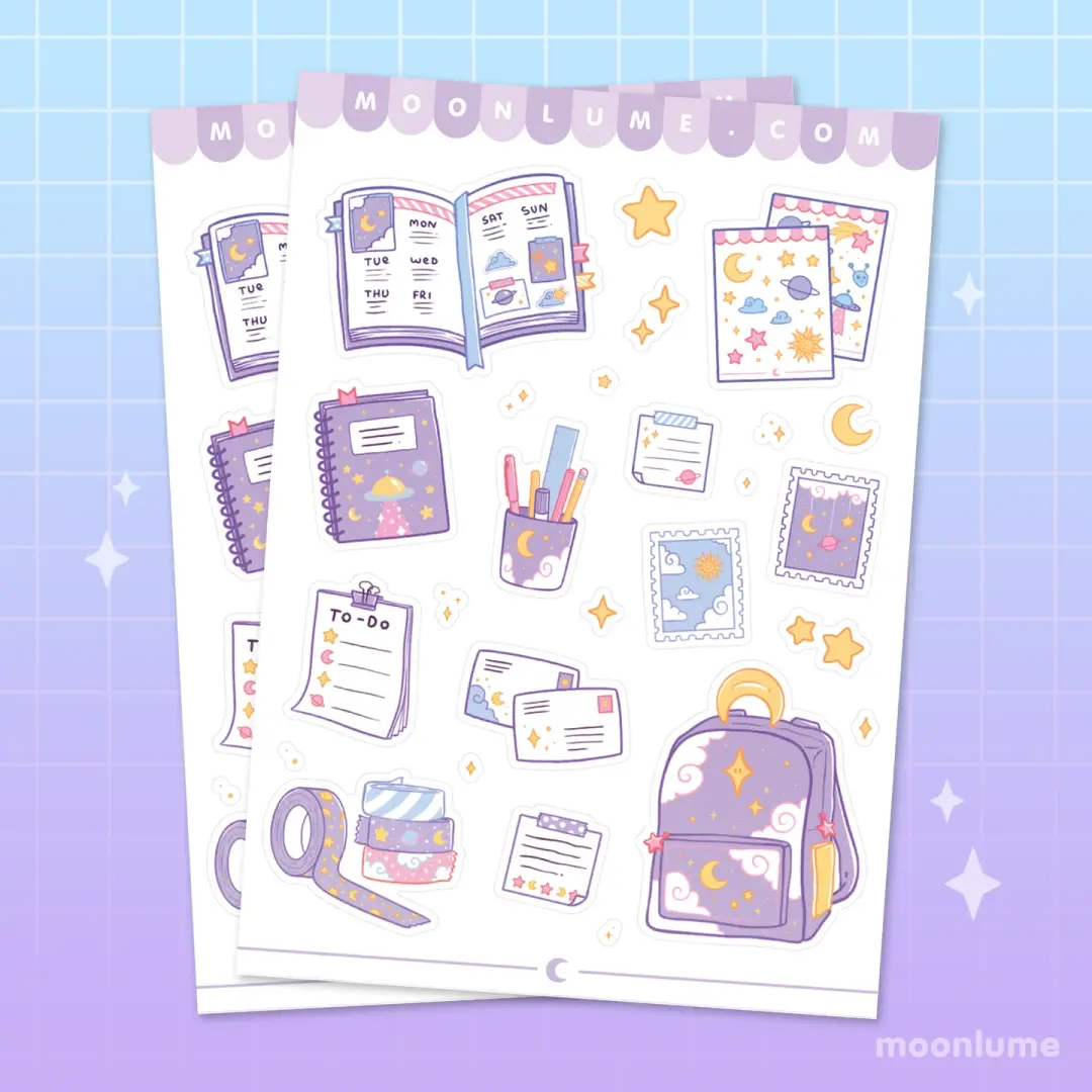 Celestial Stationery - matte vinyl sticker sheet