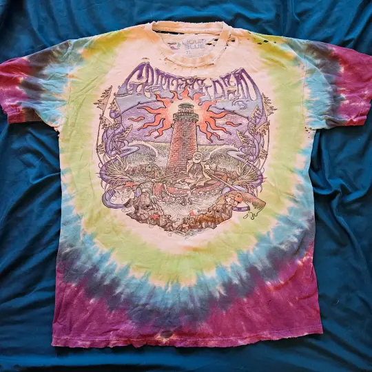 Vintage Grateful Dead Lighthouse, Liquid Blue tie dye tee, size XL