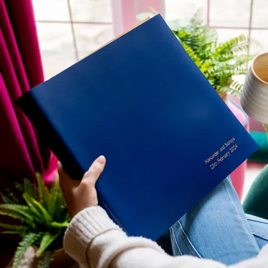 Large Personalised Photo Album Traditionally Bound in Recycled Leather