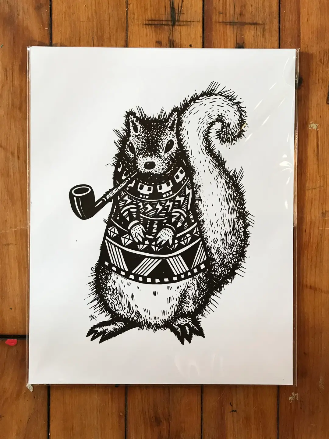 Pretentious Squirrel, Screen Print on Card Stock