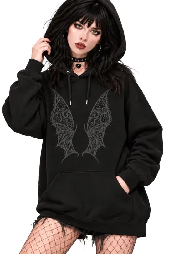 Vamp Vampire Bat Wings "Boyfriend Fit" Hoodie