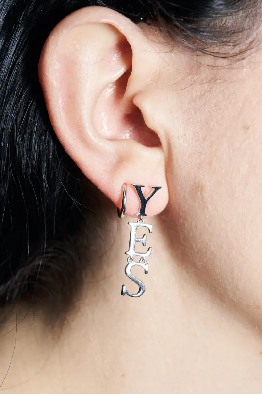Sterling Silver YES Dangle Earring
