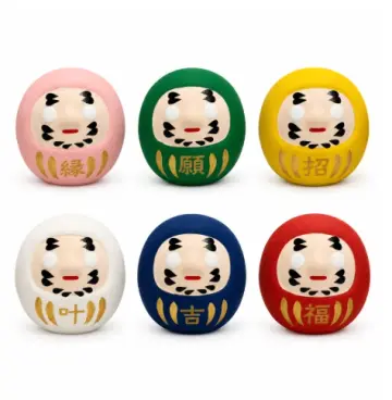 Pottery Daruma Doll 6-Color Set