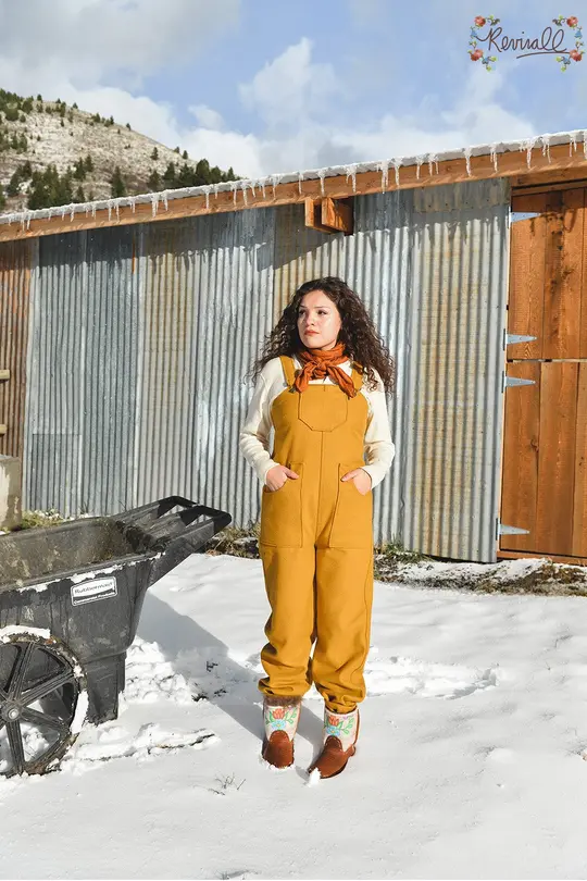 Wool Overalls in Mustard Seed-2XL