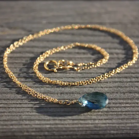 Genuine London Blue Topaz Pendant Necklace