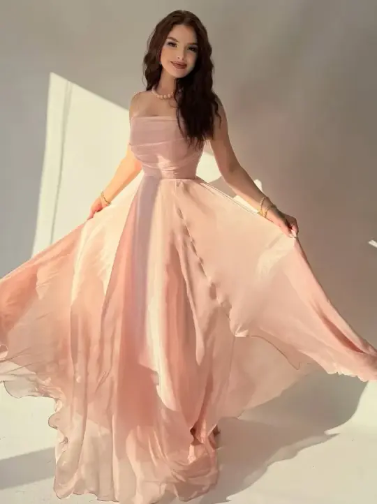 Chiffon Flowy Corset Prom Gown , Dreamy Pink Maxi Party Dress Summer Dress RS1906