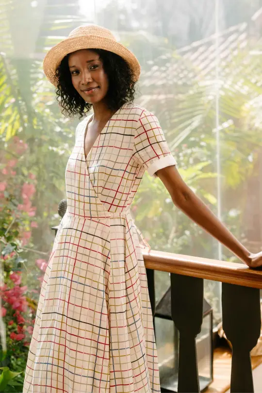 Wrap – Linen Wrap Dress with Short Sleeves