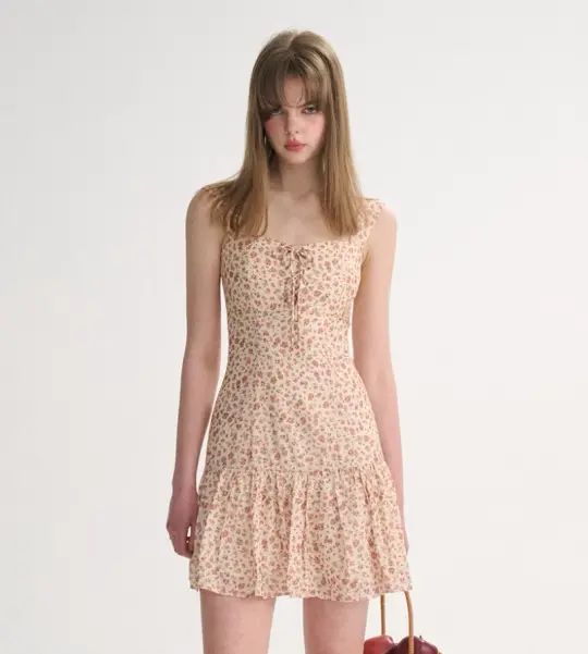 French floral short skirt pink suspender dress short holiday wear skirt R2716