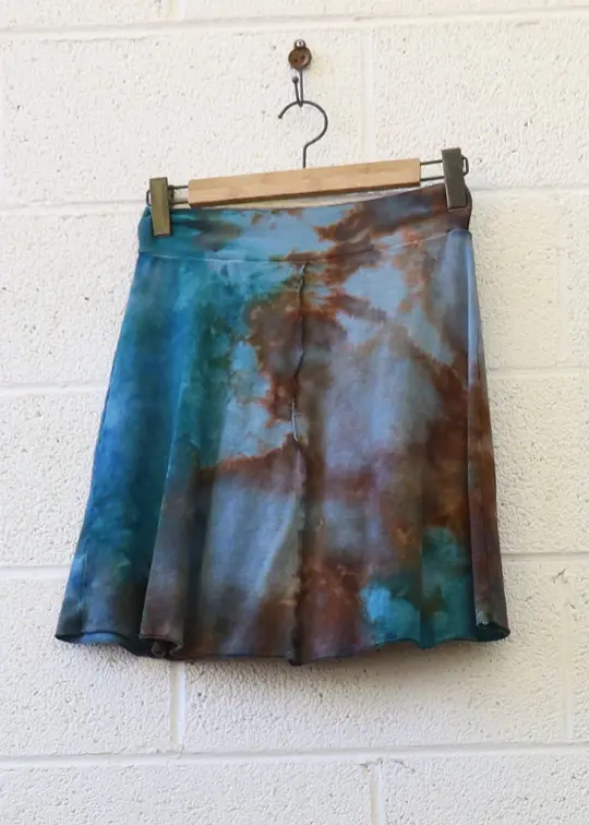 OOAK -  Warrior Wanderer Short Skirt / S / MED Hemp/Organic Cotton / Ice Dye (152)