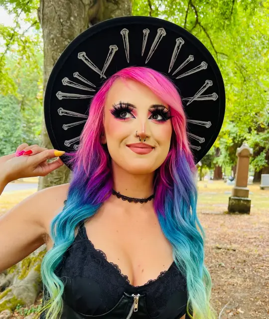Coffin Nails Vegan Felt Flat Top XL Wide Brim Hat