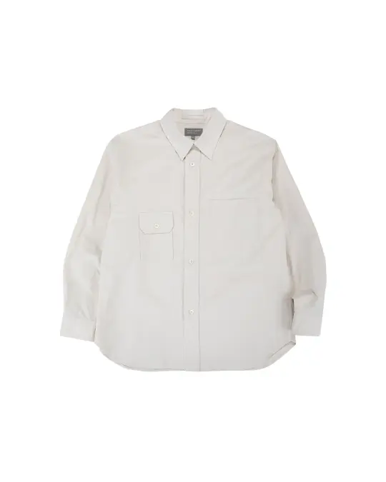 Margaret Howell Odd Pocket Shirt Yarn Dye Cotton Poplin Parchment