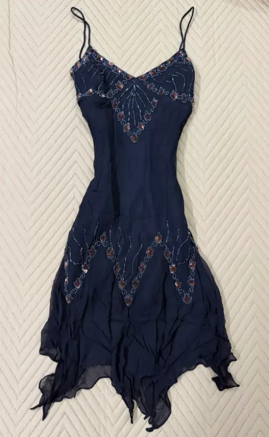 Flowy Navy Homecoming Dress ,A-Line Spaghetti Straps Chiffon Short Prom Dress Cami Dress RS1060