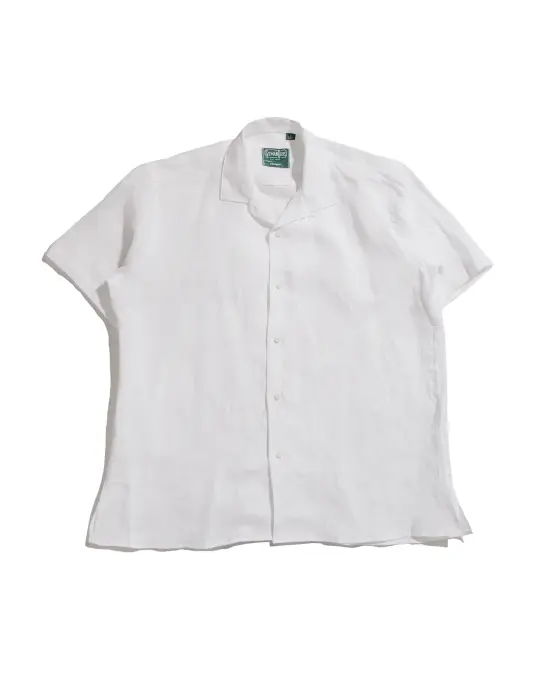 Gitman Vintage Bros. White Linen Short Sleeve Camp Shirt
