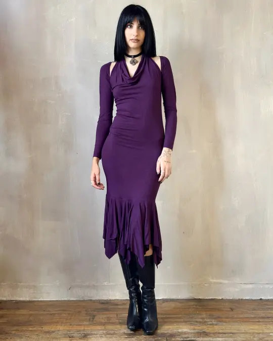 Halter Shrug Dress in Purple Nightshade (In Stock)