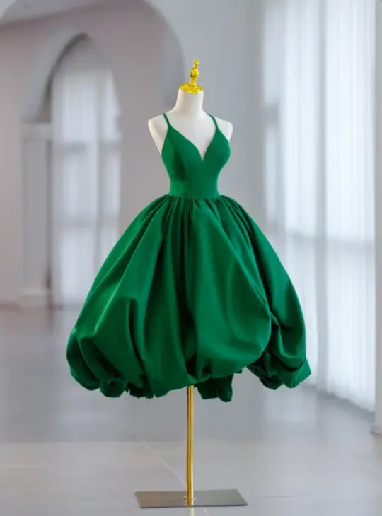 Vibrant Green Homecoming Dress , Silky Satin Corset Tulip Short Prom Dress RS1701