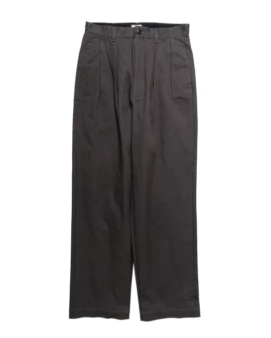 CIOTA 2 Tuck Chino Cloth Pants (Stone Wash) Charcoal Grey
