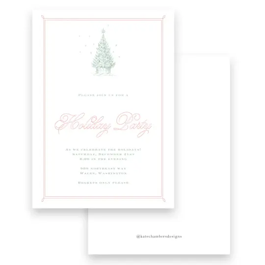 Simple Christmas Tree with Border Holiday Invitation