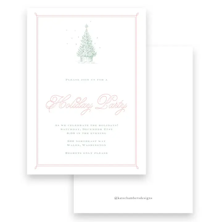 Simple Christmas Tree with Border Holiday Invitation
