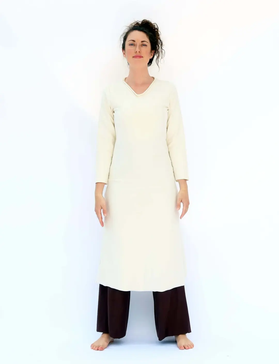 V-Neck Simplicity Below Knee Dress