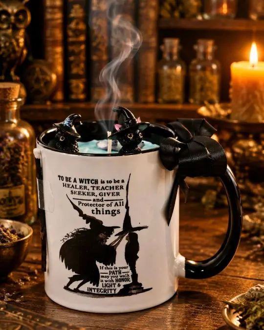 Artisan One Moon Flame Hedgewitch Hearth Mug Rosemary Cedar Candle