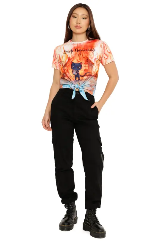 Become Ungovernable Tie Front Tee