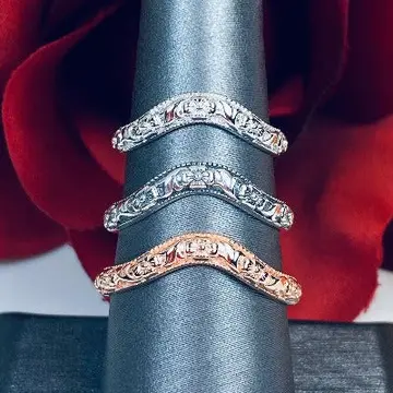 Floral Curved Band, Simple Center Flower, Vintage Jewelry Design#D511