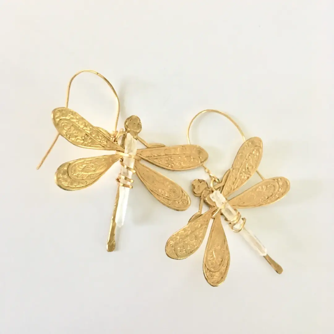 Quartz Dragonfly Earrings
