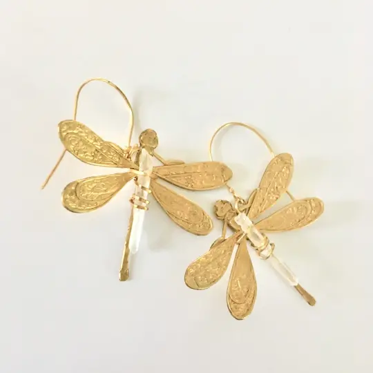 Quartz Dragonfly Earrings