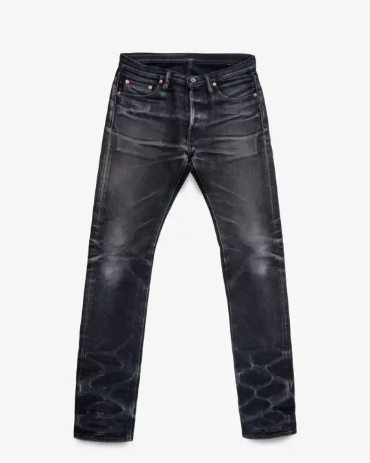 21oz Selvedge Denim - Superblack Fades to Grey