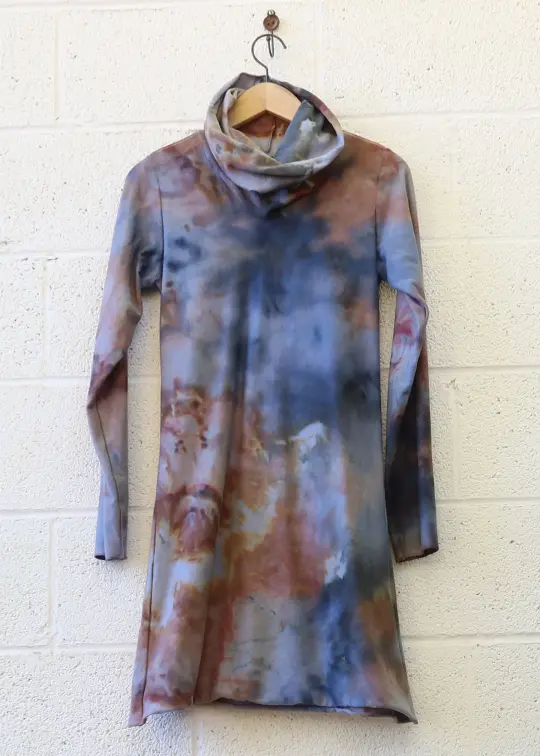 OOAK -  Pilgrim Simplicity Short Dress / S / MED Stretch Organic Cotton / Ice Dye (139)