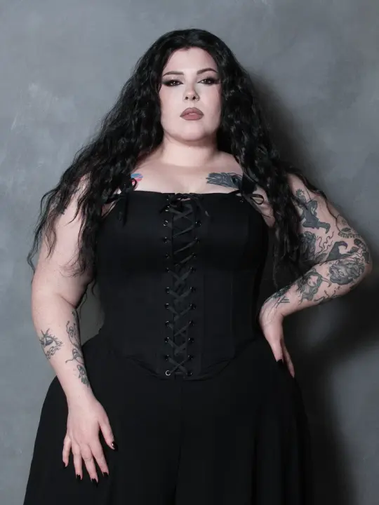 Duchess Corset in Black Cotton Sateen