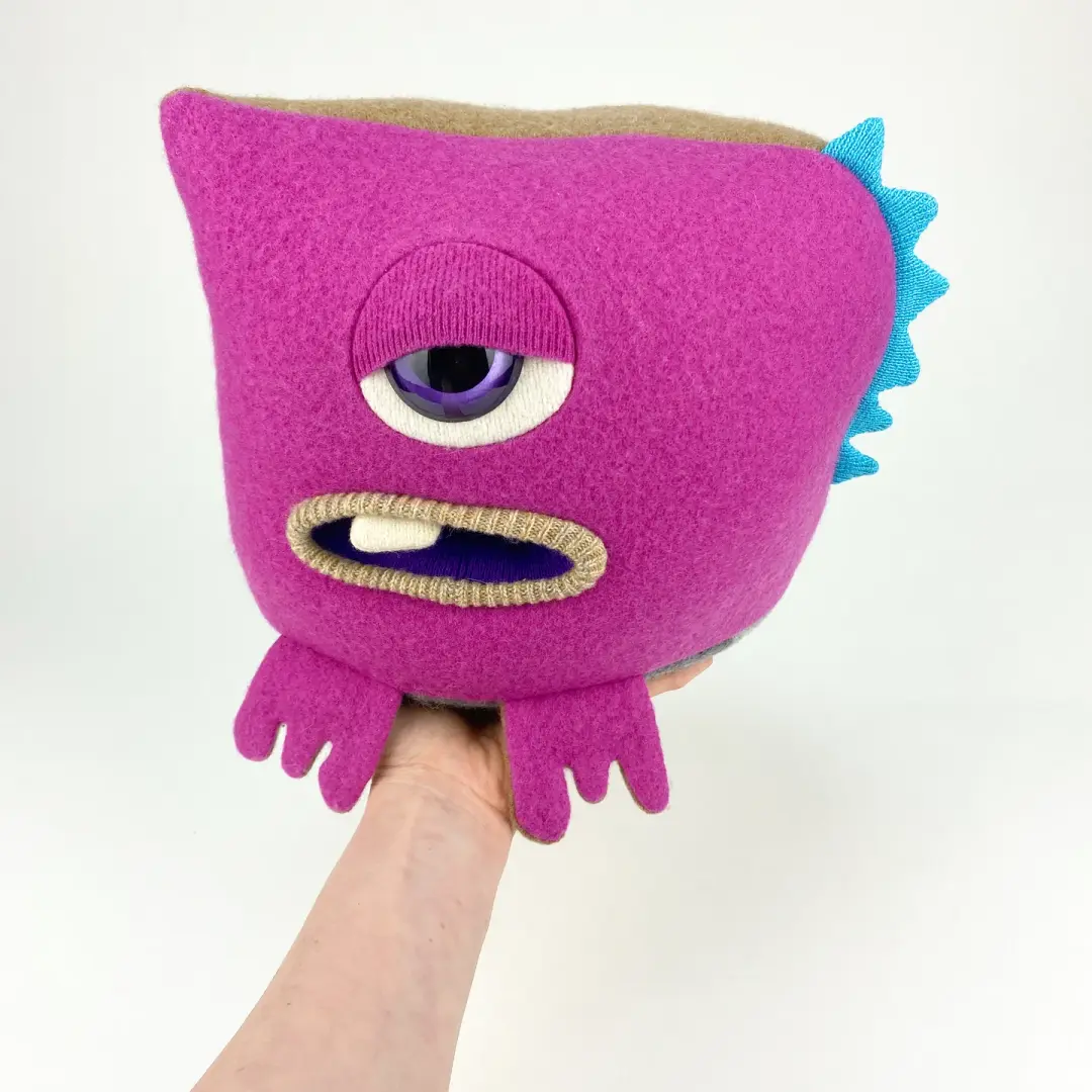Lloyd the pink cyclops handmade plush monster
