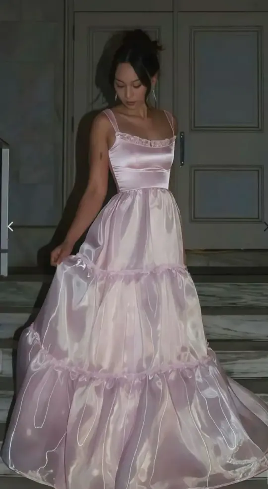 Gentle Silky Women's Prom Gown Blush Pink Waist Fitted Maxi Evening Dress Birthday Dress — Fall Outfit 2026 New  RS3383